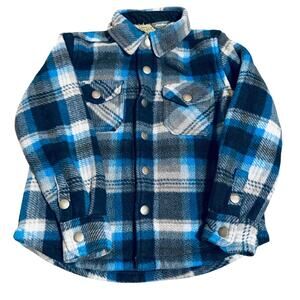 Eddie Bauer‎ Size 4/5 Kids Toddler Blue Flannel Shacket Sherpa Lined Snap Button